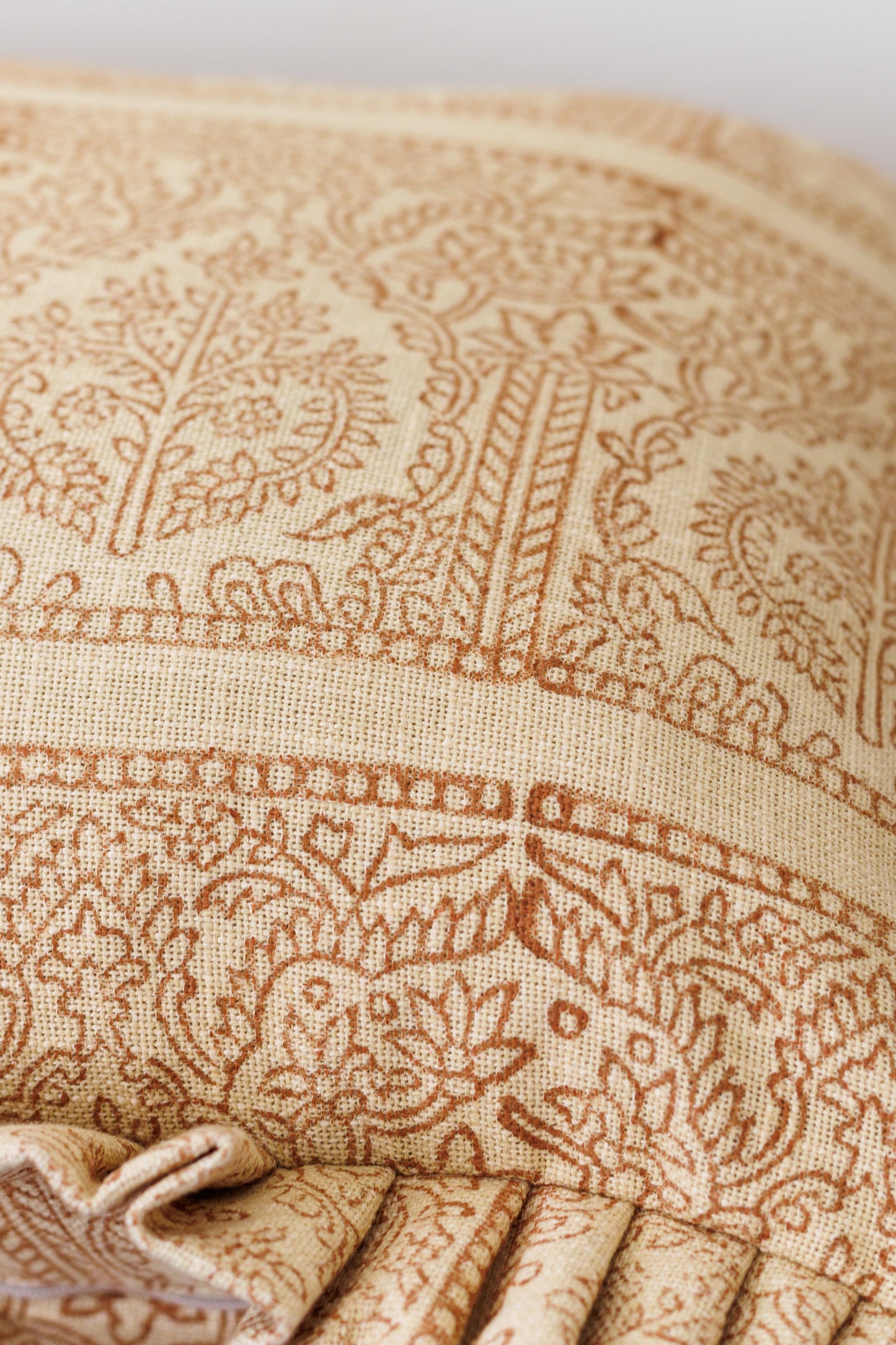 Johari Bazaar Block Print Ruffle Cushion Cover