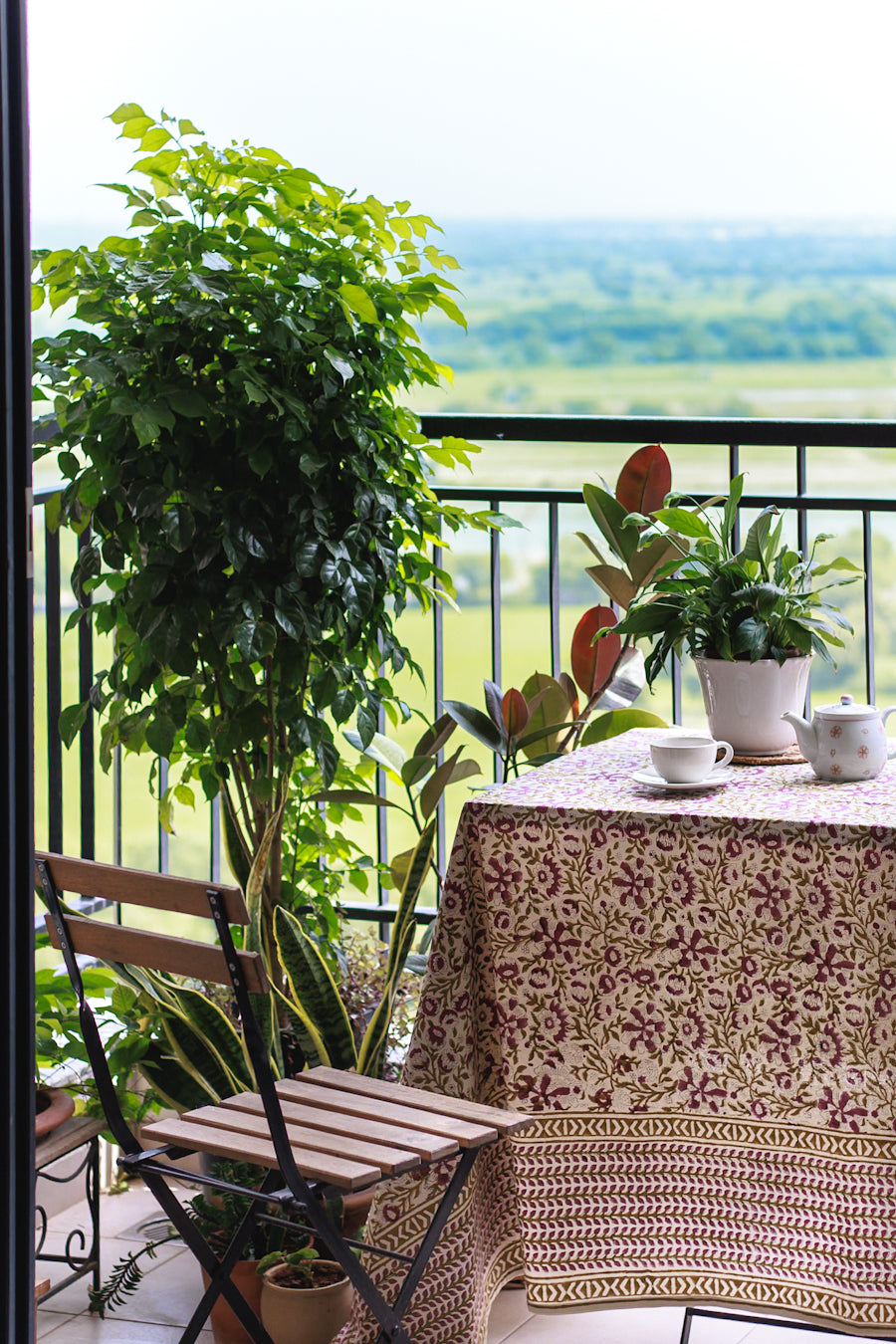 Floral Block Print Table cover