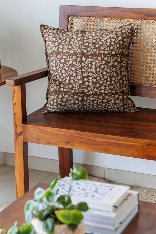 Autumn Block print Cushion Cover in brown