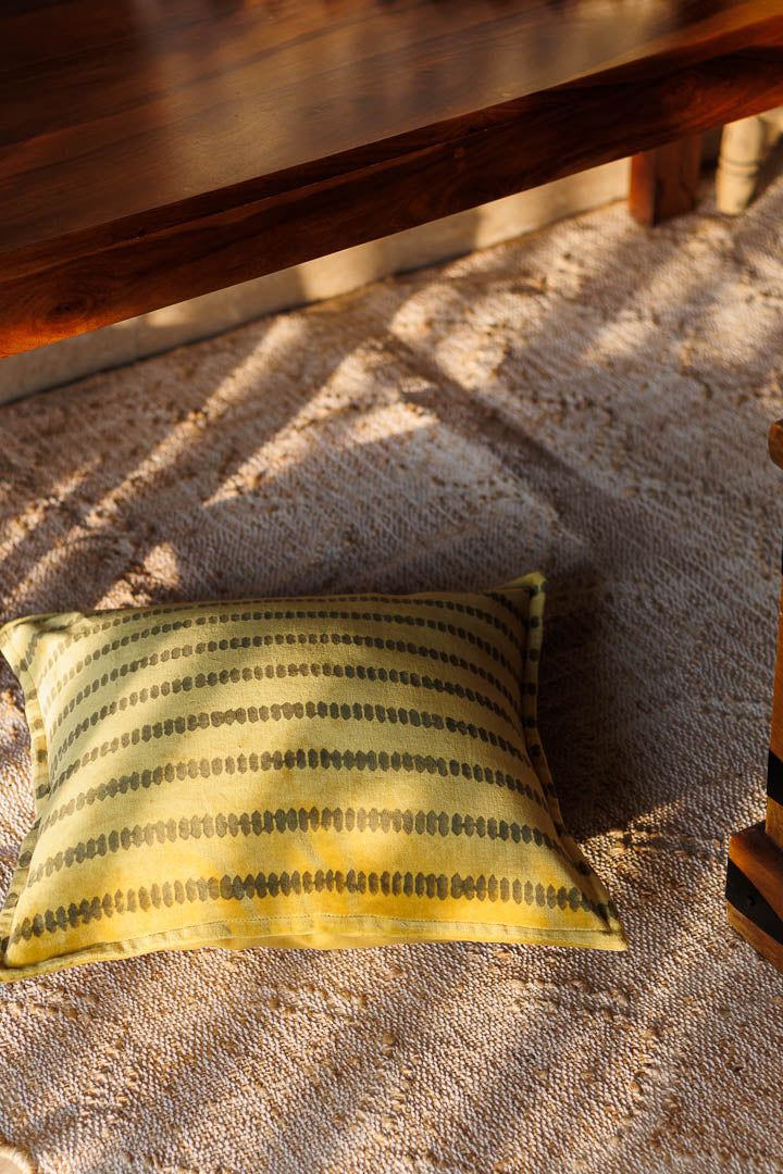 Mustard Velvet Block Print Cushion Cover