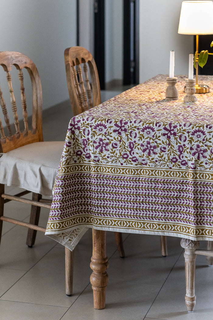 Jamun Colour Block Print Table cover