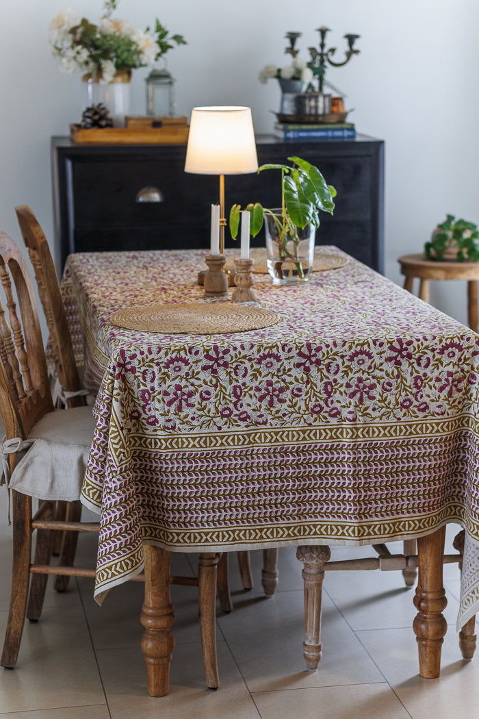 Purple Block Print Table cover