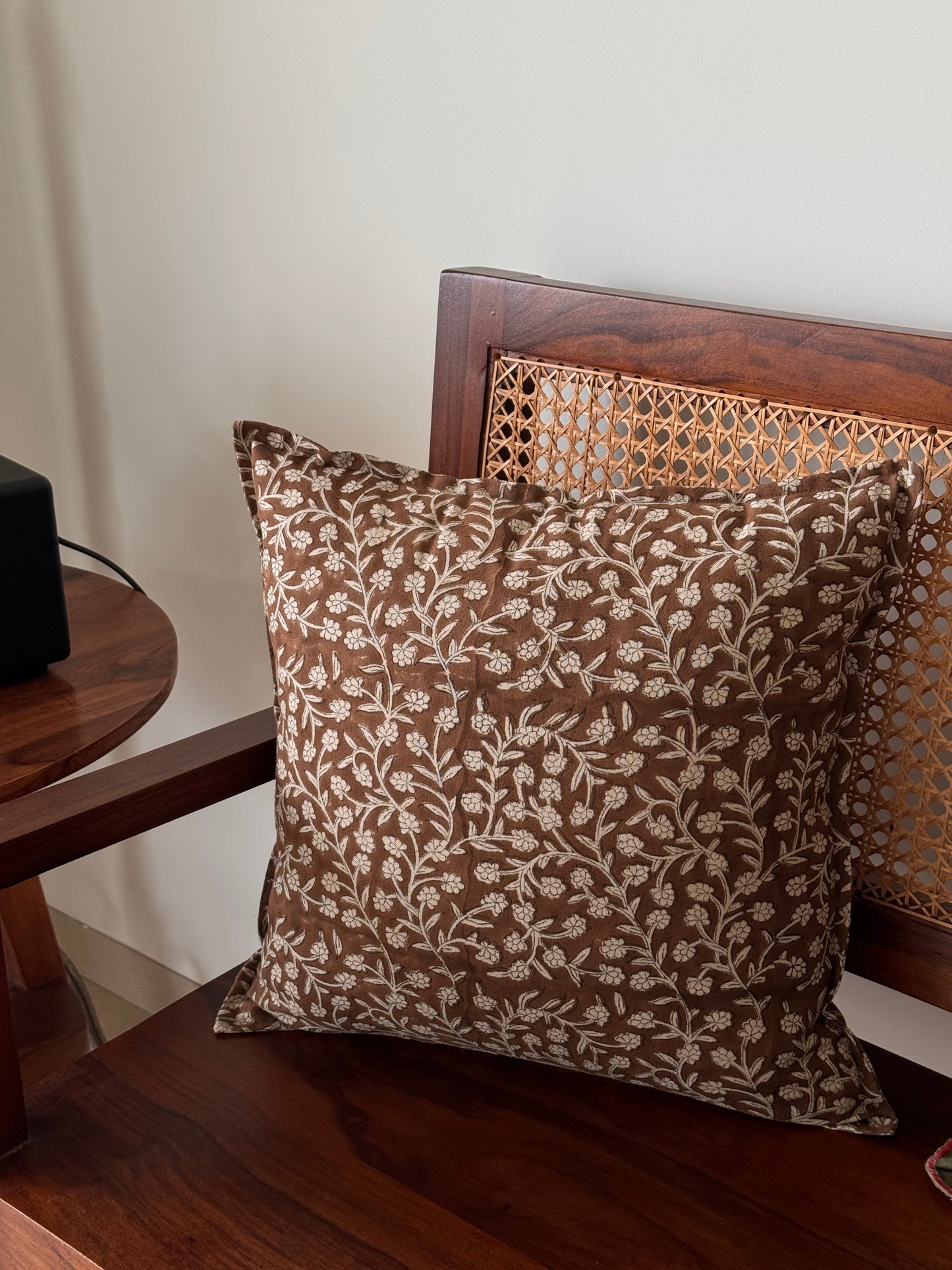 Autumn Block print Cushion Cover in brown