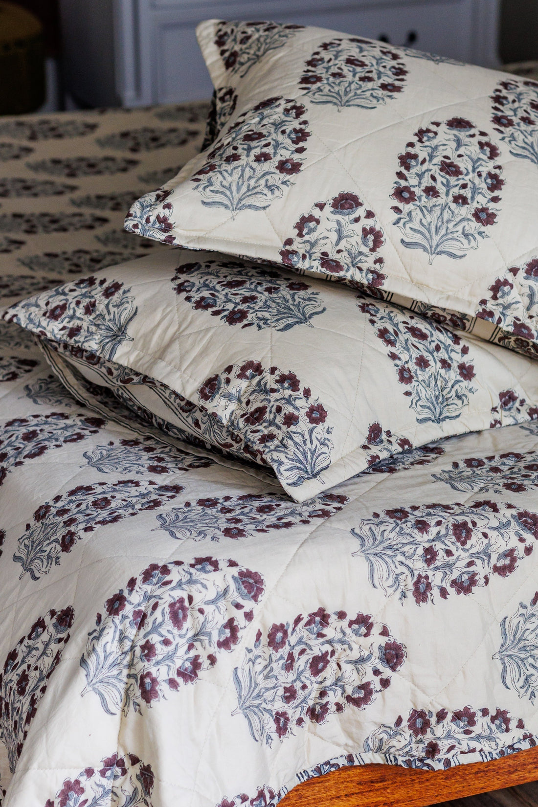 Block Print reversible quilted bedspread