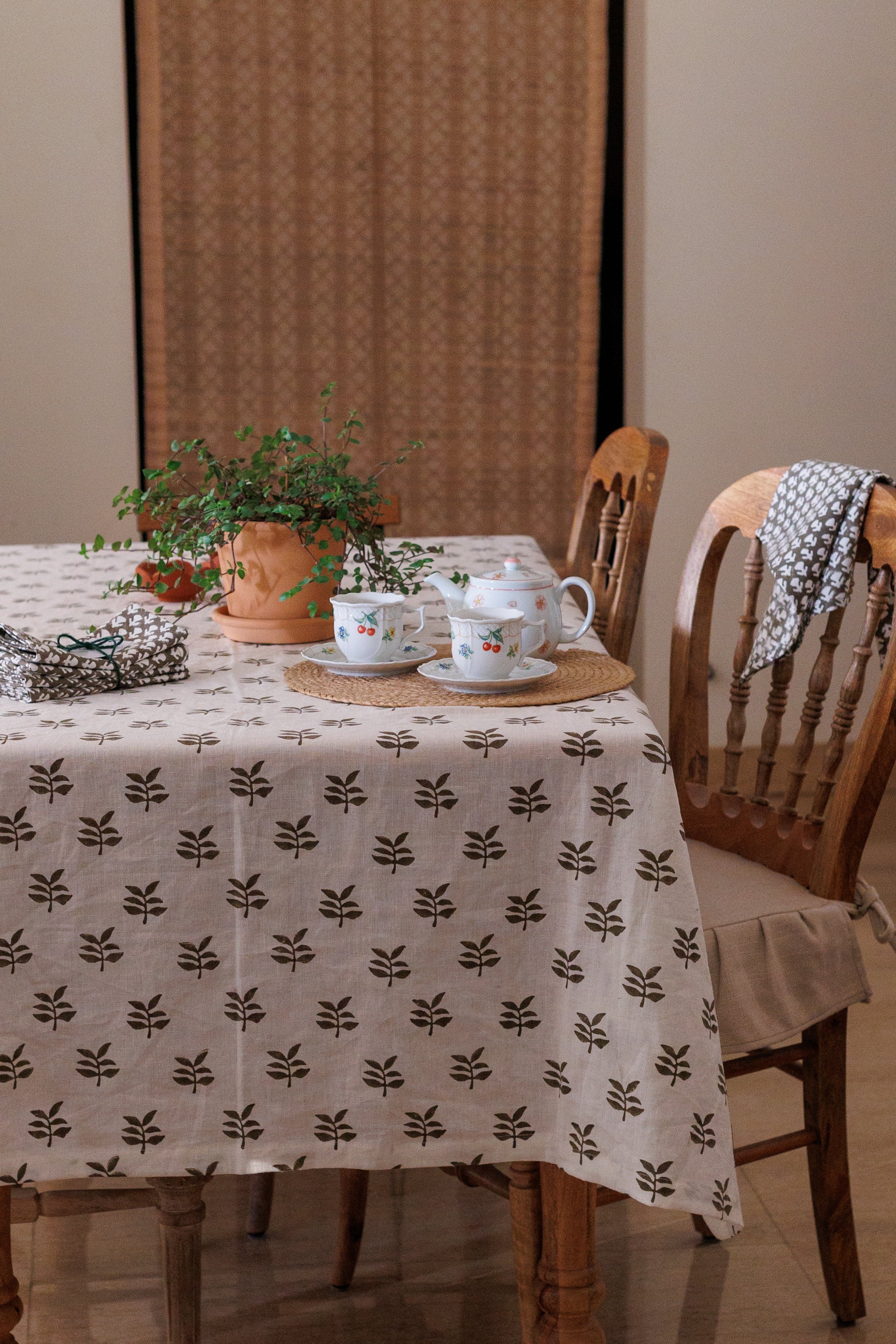 Block Print Linen Table Cover