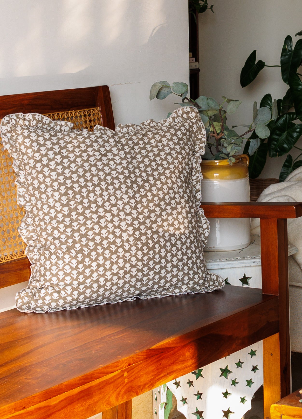 Gaddh Print Frill Cushion Cover