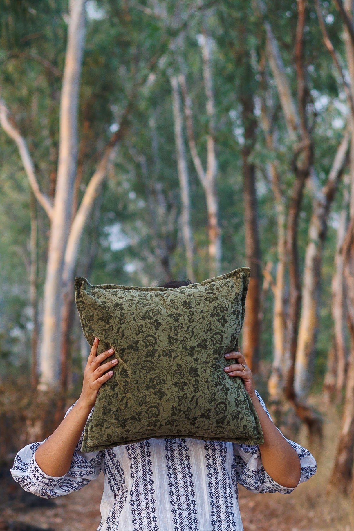 Forest Green Jaal Cushion Cover