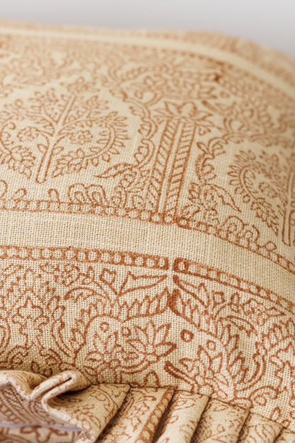 Johari Bazaar Block Print Ruffle Cushion Cover