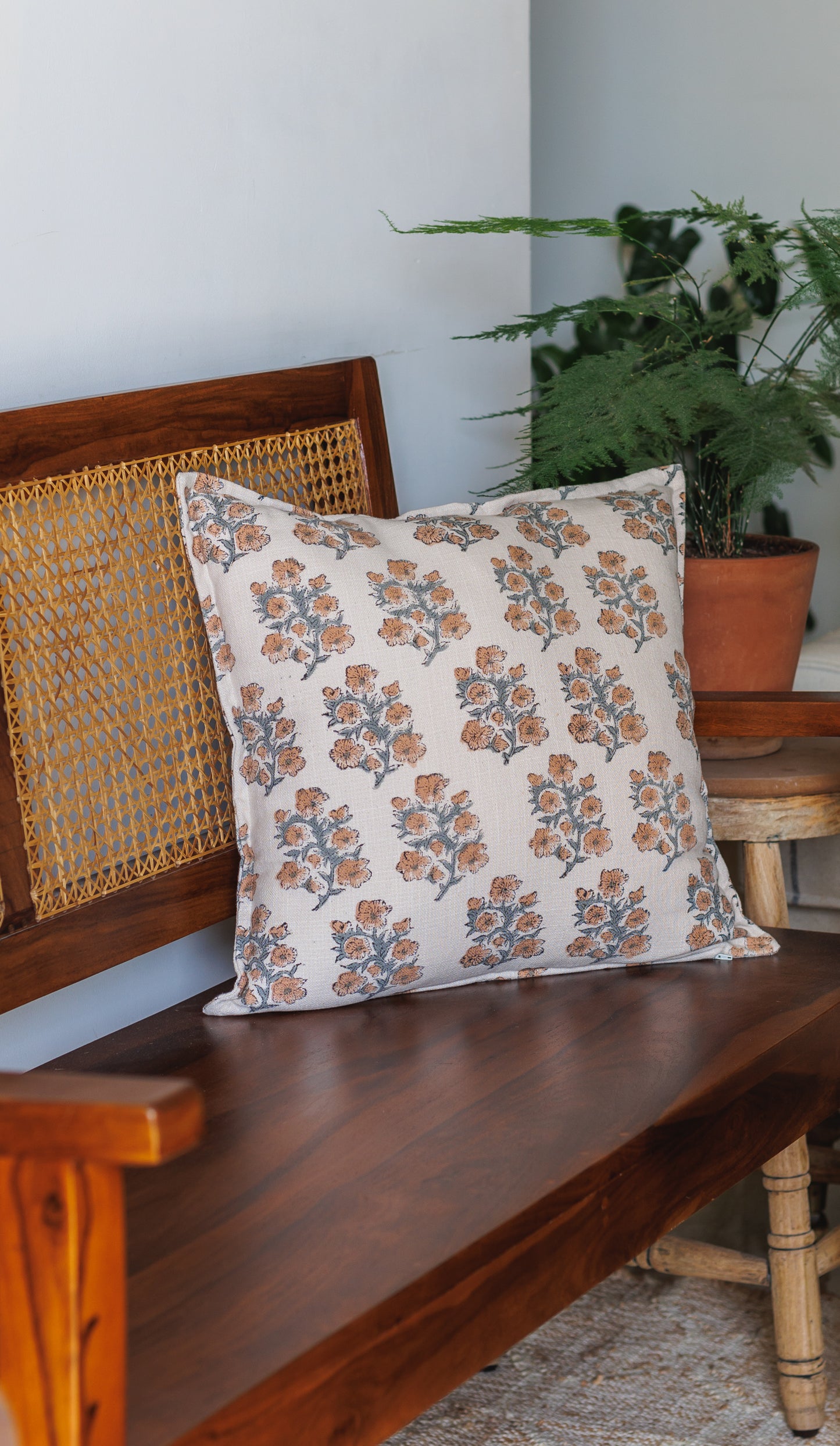 Peach Fuzz Block print Cushion Cover