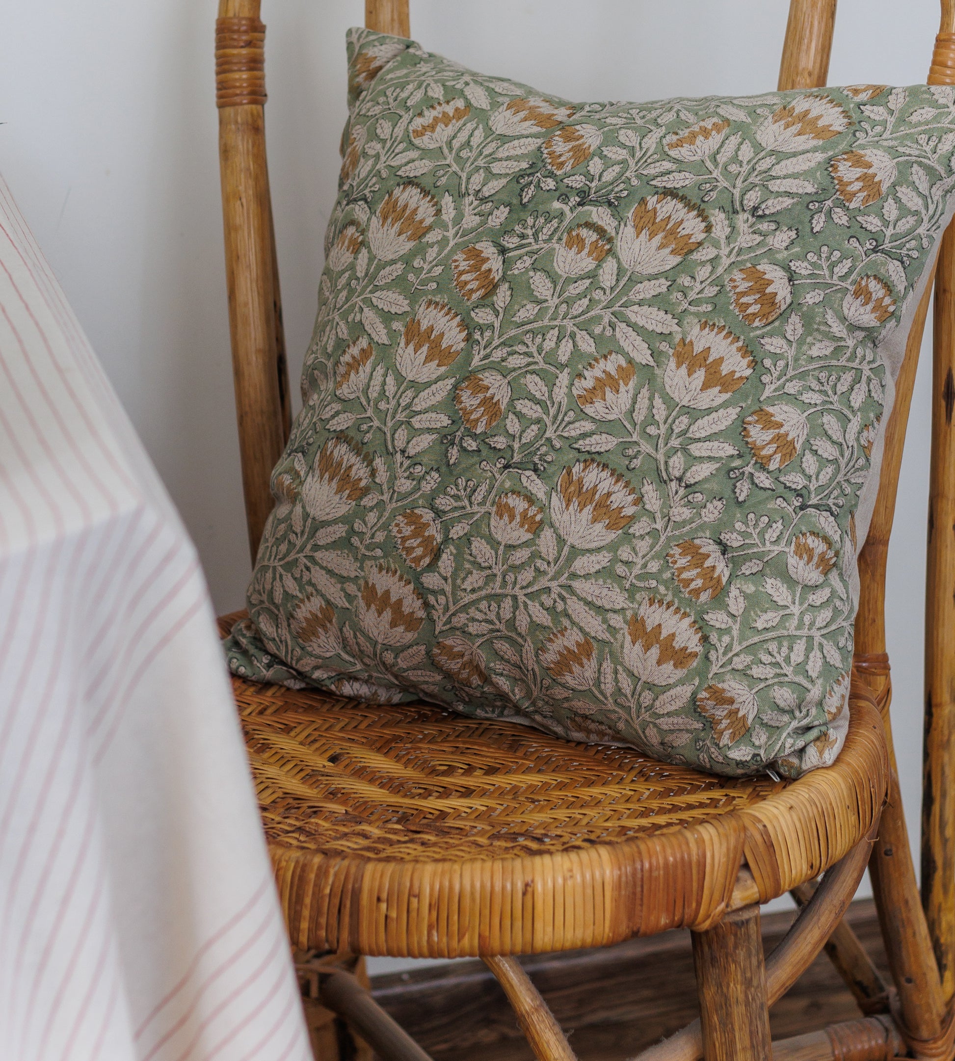 Pista floral jaal block print Cushion Cover