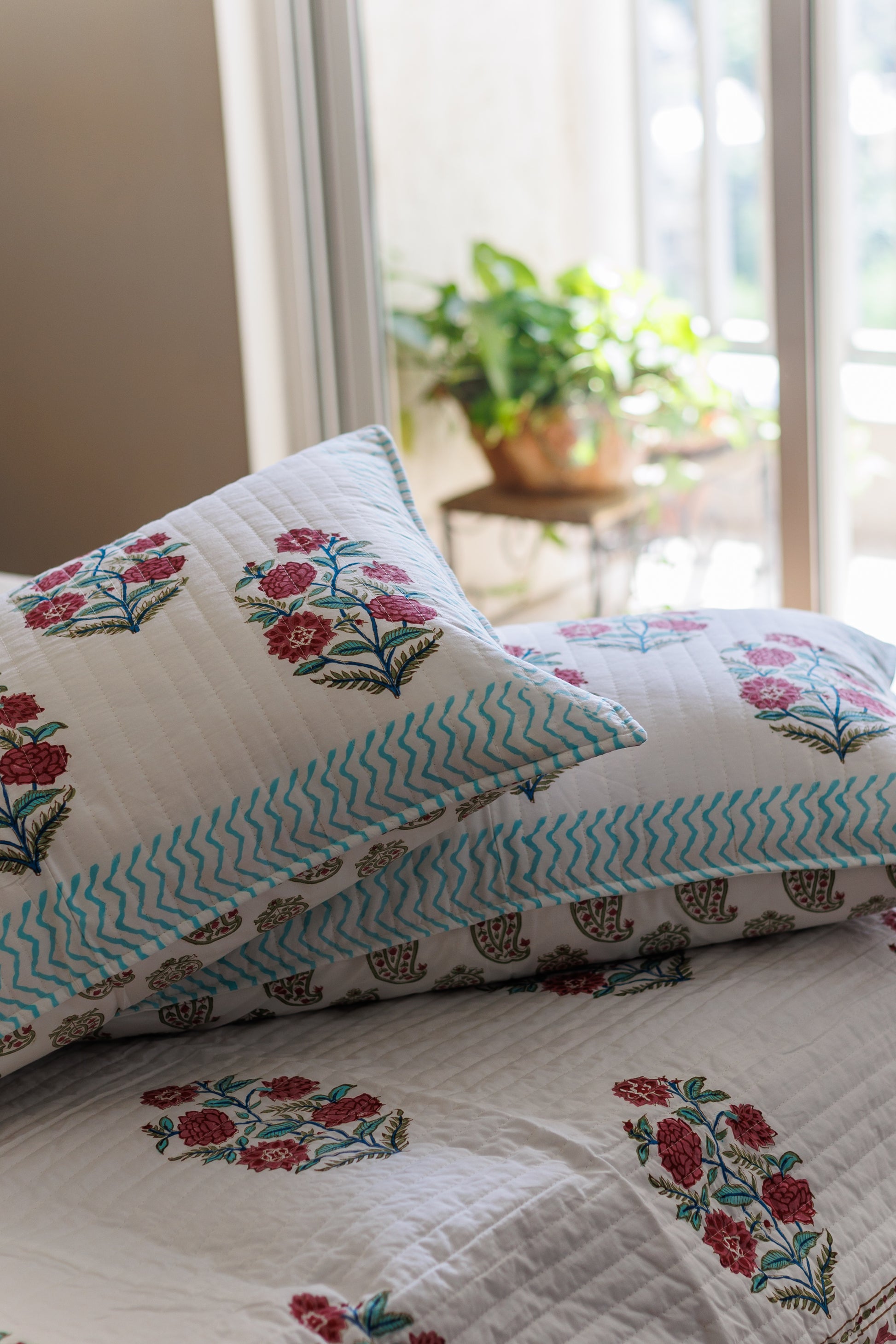 Blockprint Quilted bedspread /Coverlet in Cotton 