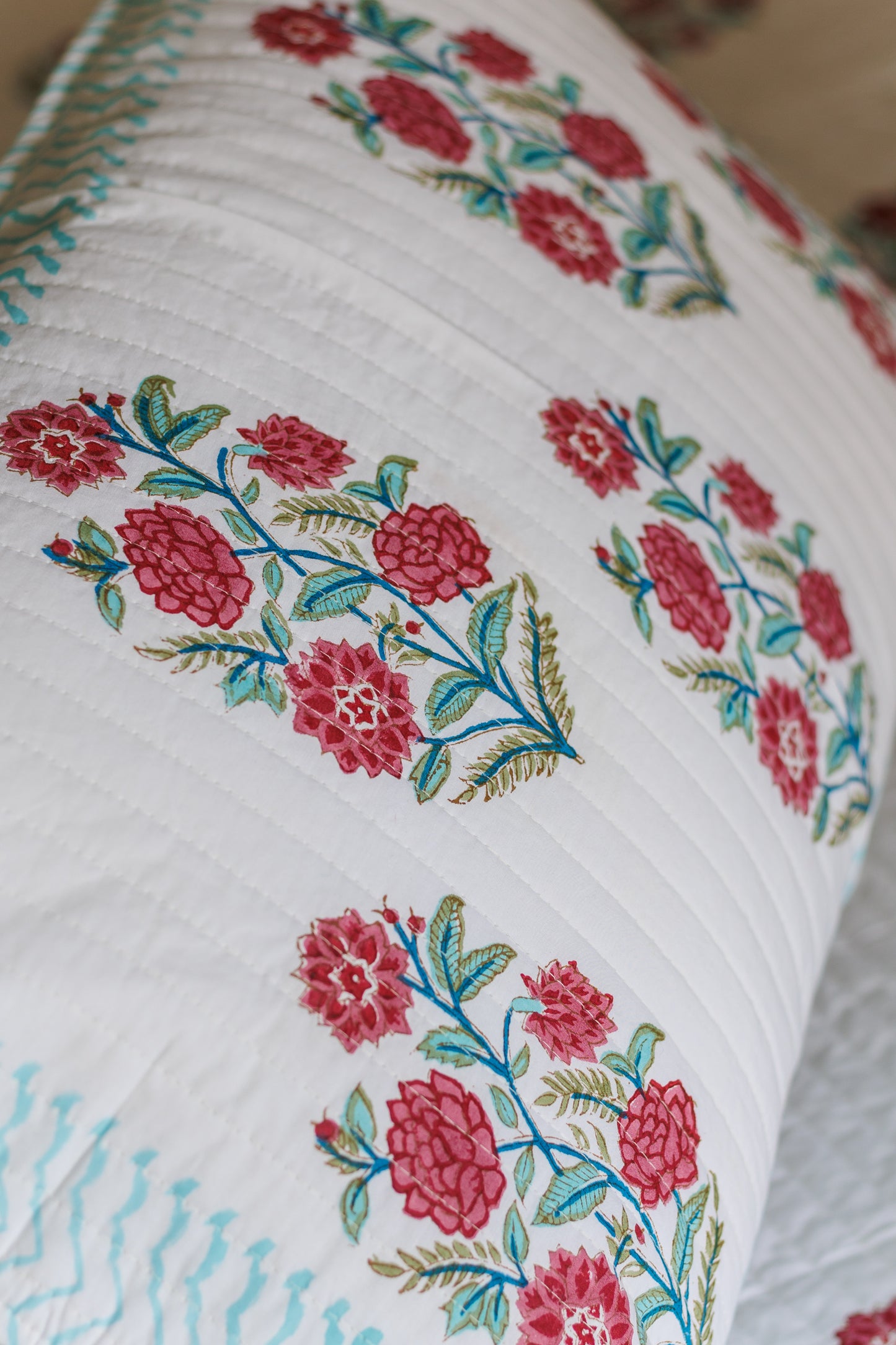 Blockprint Quilted bedspread  in Cotton 