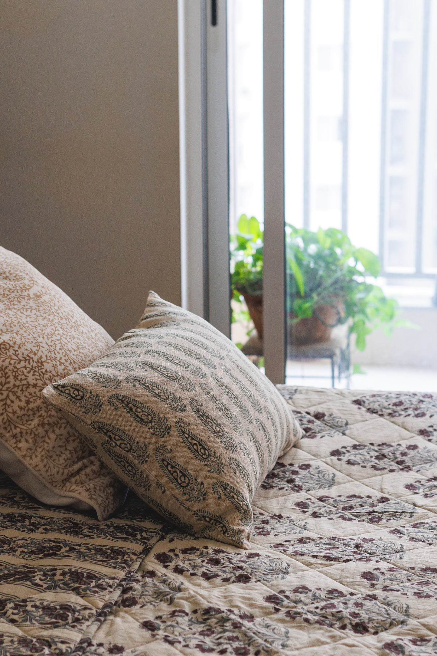 Paisley Block print Ruffle Cushion Cover