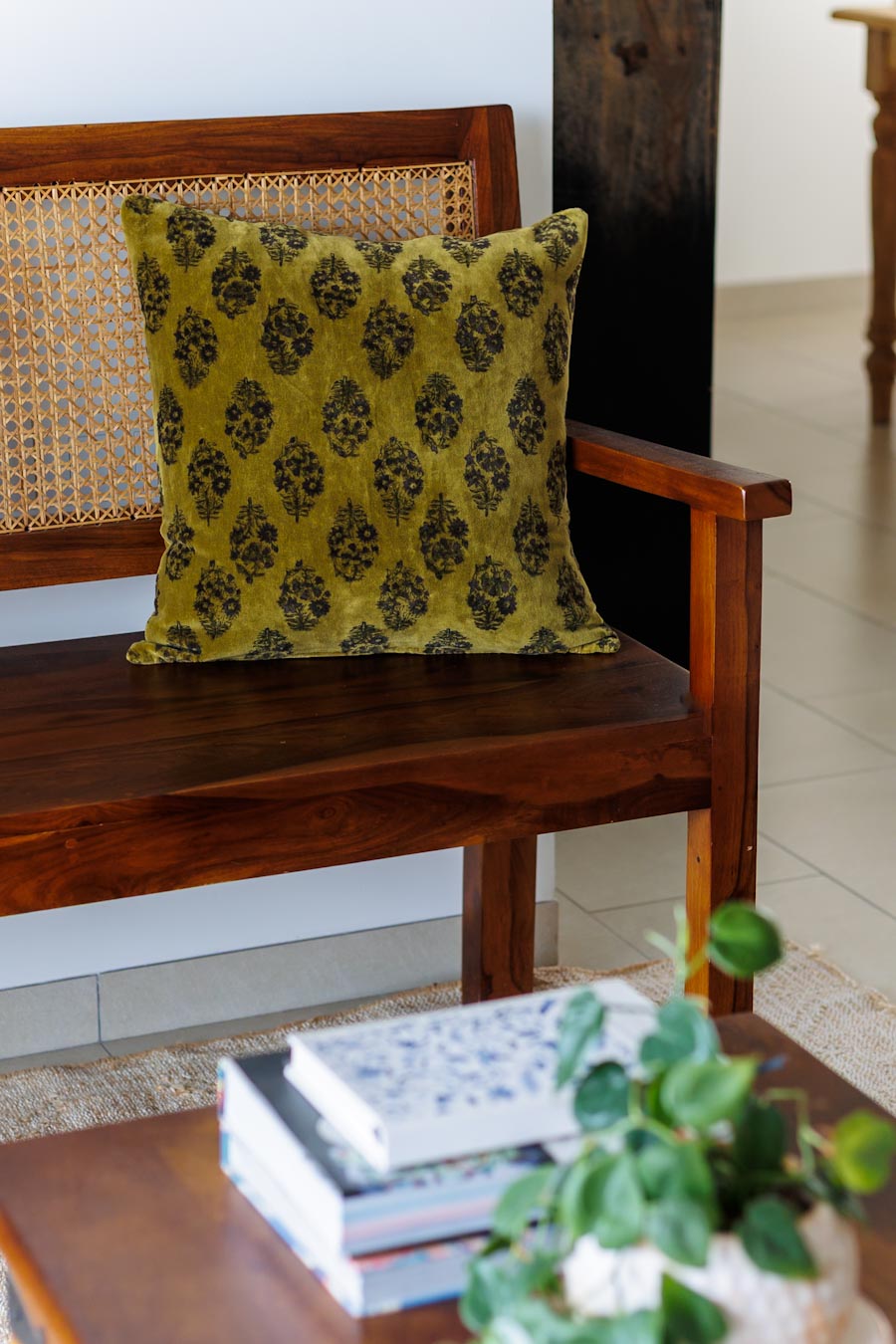 Cotton Velvet Block print Cushion Cover 