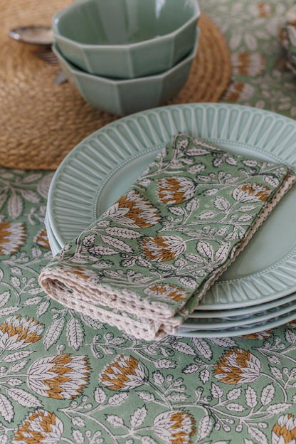 Whispering Sage Block Print Table Napkins – Set of 4 