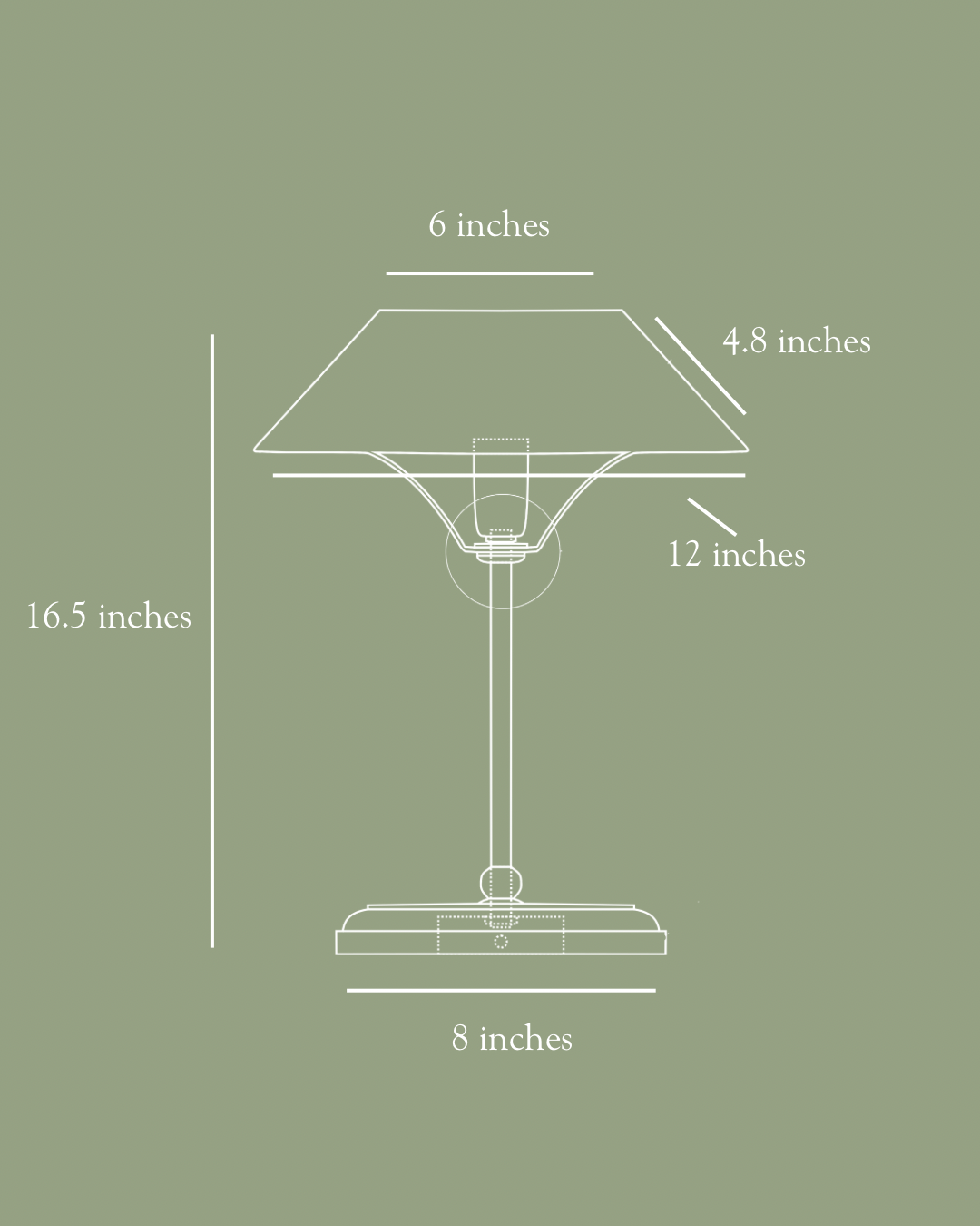 Table lamp size and dimensions 