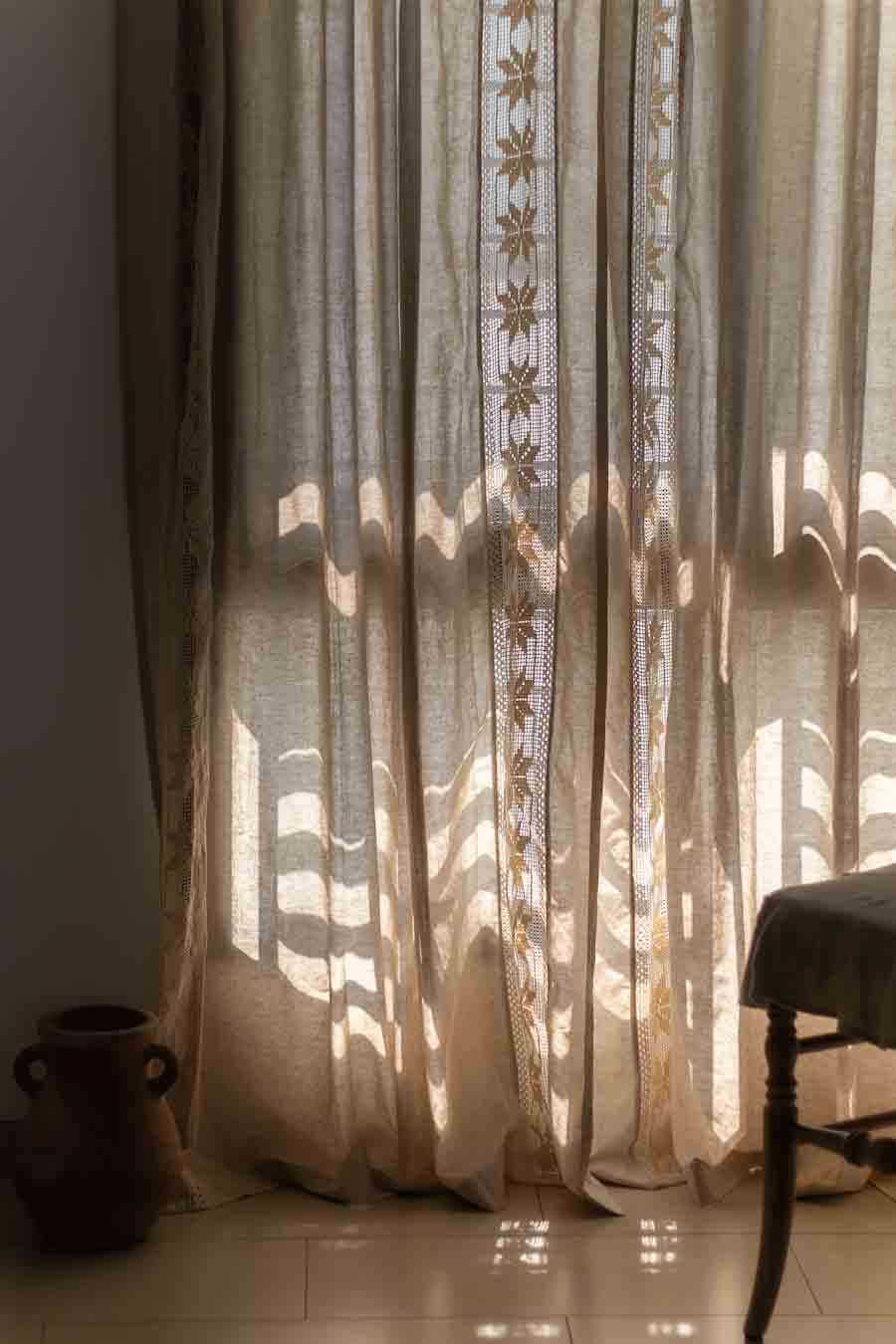 Sunlit Lace Curtains in beige colour 