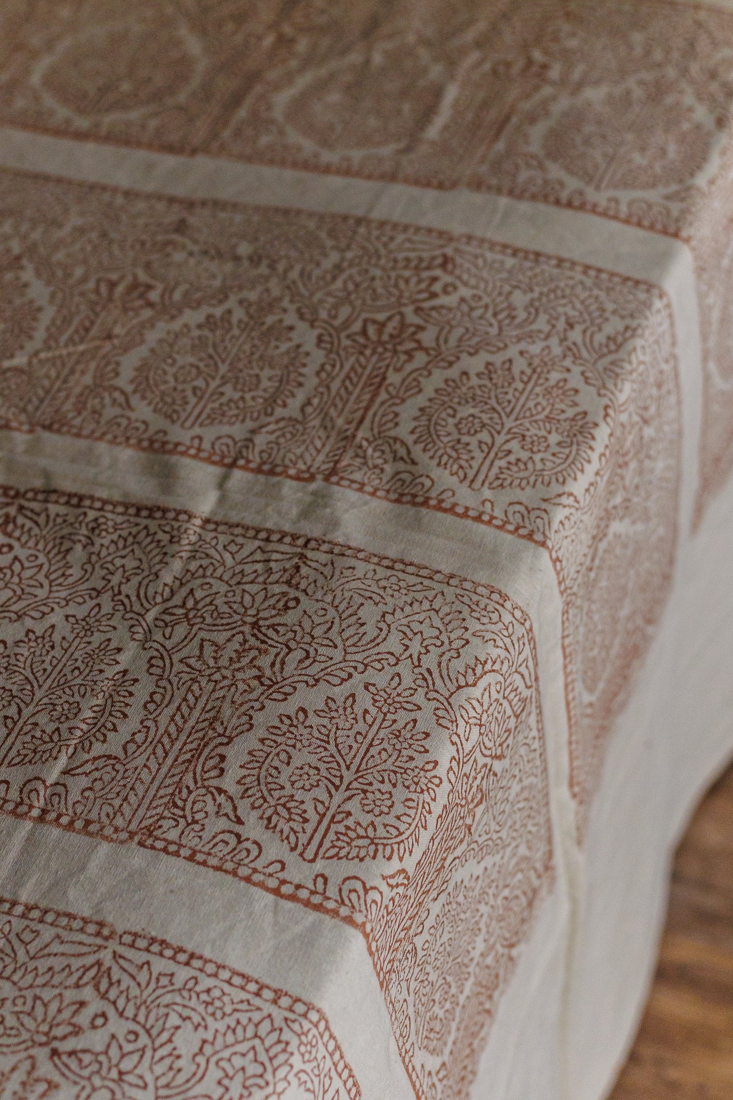 Johari Bazaar Block print bed sheet close up detail