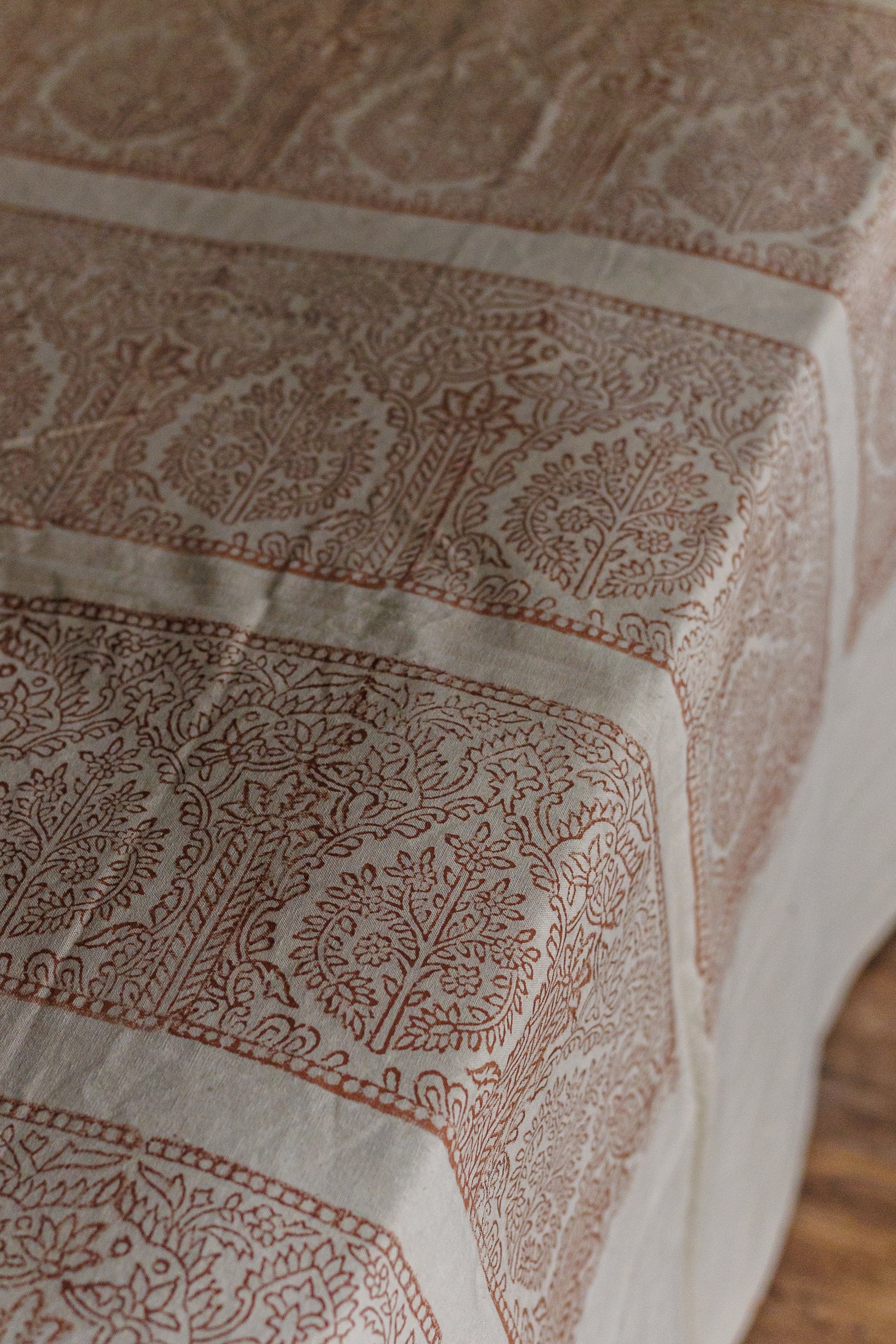 Johari Bazaar Block print bed sheet close up detail