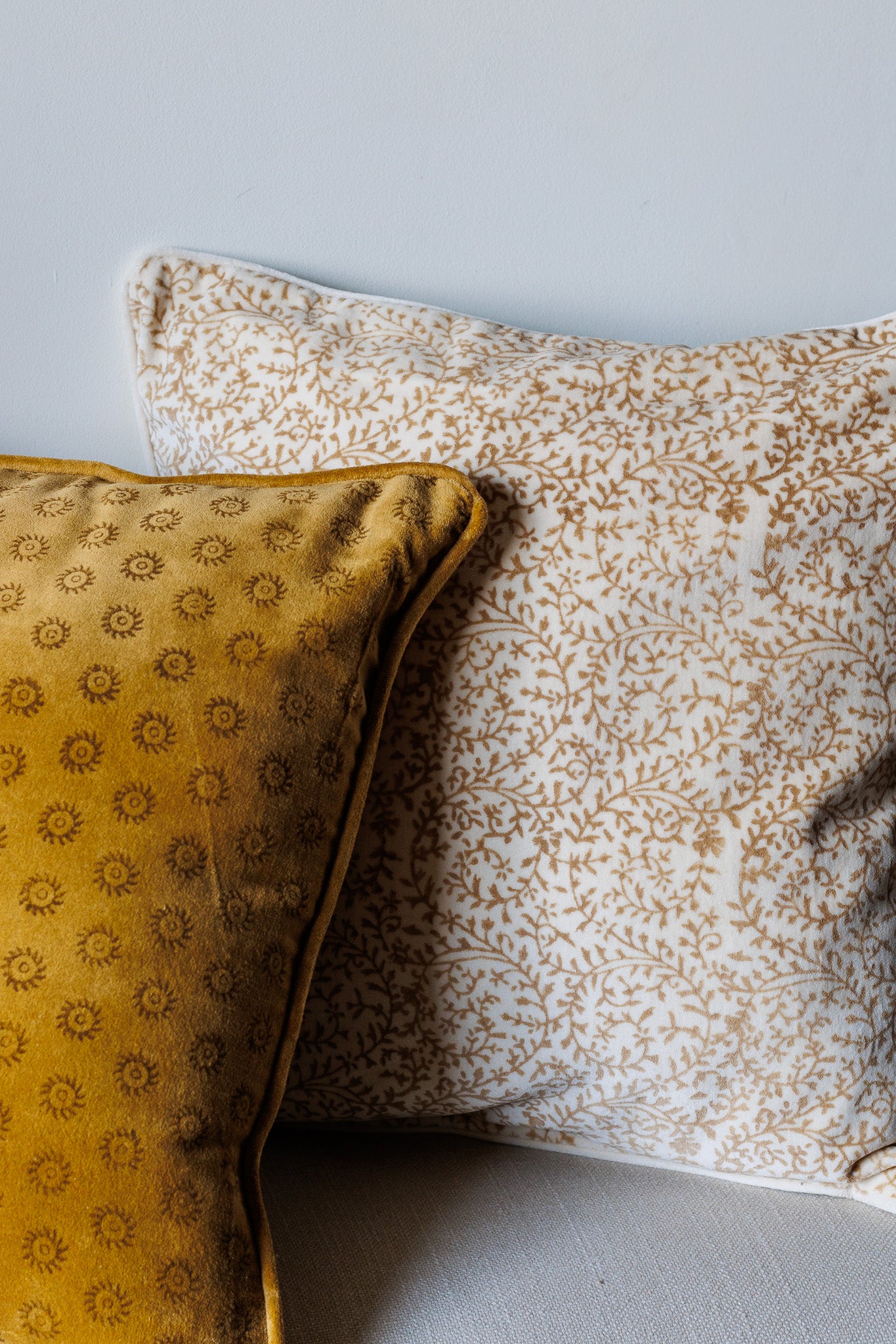 Close up of Mumtaz Velvet Cushion Cover on white background