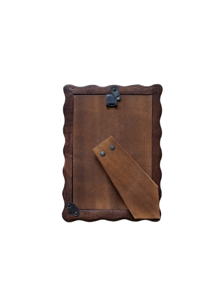Brown wood frame back side  on a white background